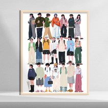 미니 작가 (오오티디) 아트 캔버스 액자 거실 장식 카페 인테리어 소품 집들이선물, 화이트