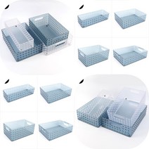 마트498 반투명 소품정리 바구니 대형 티백보관함 악세사리보관함 화장품수납 탕비실정리 펜트레이 필기구수납, 핸들형 - 스모그