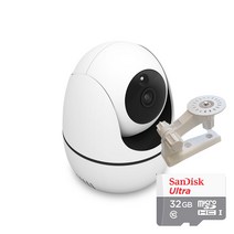 300만화소 실내 아기 보호 관찰 360도 회전형 베이비 와이파이 무선CCTV 홈카메라 CCTV, IPTIME C300+SD 32GB+벽브라켓