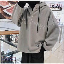 남성 티셔츠 2컬러 캐주얼 남친룩 오버핏 자수 후드티