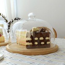 빵 케이크 케익 음식 푸드 보관함 커버 덮개 뚜껑 대나무 투명 유리 돔 케이스
