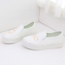데이프릴 여성용 오블 포인트 키높이 기본 가죽슬립온 스니커즈