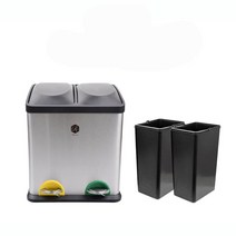 페달식 스텐 분리수거함 30L(속통2개)재활용 쓰레기통, 쿠팡1 본상품선택