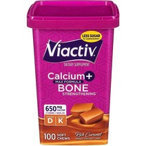 Viactiv 칼슘 플러스 D 소프트 츄 캐러멜 부드러운 껌 100개 6개 팩 USA 미국, 100 Count (Pack of 2)
