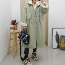 나라라오리 하이넥 버클 안감 털 롱 야상점퍼 슈멜 롱패딩 사파리