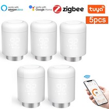 Tuya Zigbee 온도 조절 라디에이터 밸브 지능형 무선 휴대폰 앱 제어 알렉사 구글 홈과 호환 가능, 05 5pcs Thermostat