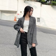 데일리 루즈핏 체크 자켓