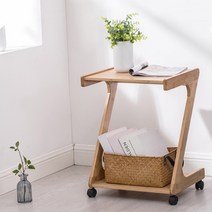 이동식 사이드테이블 제트 침대 협탁 소파 이동식 베드 인테리어 모던 노트북책상 거실, 원목