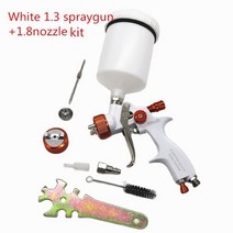 RP HVLP 중력식 스프레이건 흰색 검정색 1.3mm 1.8mm 노즐 자동차 수리 600cc 컵 어댑터 포함, white1.3 건 1.8kit