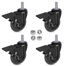 운반 바퀴 Hirate 나사산 스템 캐스터 1.9cm(3/8인치)-16UNC 브레이크 포함 튼튼한 6.4cm(2.5인치) 회전, 02 듀얼 브레이크_02 3
