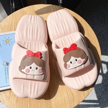 쿠션 앞트임 거실 욕실화 러블리 래빗 캐릭터즈 발등낮은 밑창 pvc 노슬립 층간소음방지 사계절용 실내화 모던 슬리퍼 호텔용 빠른 물빠짐 계묘년 토끼띠 선물용 베란다 다용도화, 구름 걸 슬리퍼 핑크