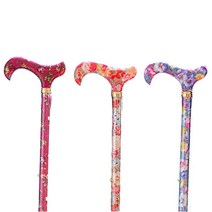 어르신 노인 고급 효도 월간헬씨 꽃무늬 지팡이, 라일락지팡이, 1개