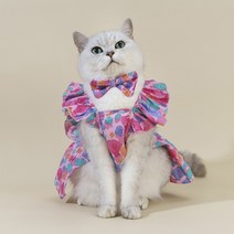 고양이 면화 귀여운 애완 동물 옷 드레스 컬러 인쇄 달콤한 개 작은 의류 용품 치마, [05] XL, [02] pink