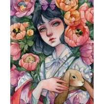 Diy 다이아몬드 자수 그림 풀 스퀘어 라운드 일러스트 소녀 초상화 시리즈 모자이크 세트 휴일 선물 홈 데코 신제품, Square 80x100cm, XYR155
