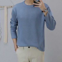 로코비전 오버핏 골지 라운드 남자 니트 티셔츠