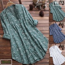 명양피프 캐주얼 꽃무늬 남방 여성 롱 여름 셔츠티셔츠 m2807