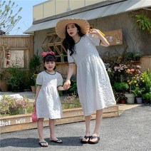 가족사진촬영 드레스 의상 여름 엄마와 딸 모녀커플룩 부모 자식 드레스 요정 프릴 패밀리룩 빅사이즈