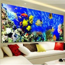 Zhangzhou Guoxing바다 열대어 물고기 대형 풍경 보석십자수 DIY 비즈 취미, 100X40cm, 1개