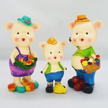 Naricollection 나들이 돼지가족 장식 인형
