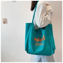 Mercci 영어 문자 옐로 그린 핑크 화이트 레드 에코백 여성 남성 빈티지 가방 데일리 에코백 숄더백 크로스백 빅 사이즈 다용도 대용량 학생 직장인 수납 가방 노트북 가방