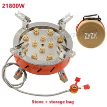 고출력 캠핑 스토브 3/5/7/12 홀 버너 야외 휴대용 가스 스테인레스 스틸 관광 피크닉 용품, 01 12 Burner 21800W