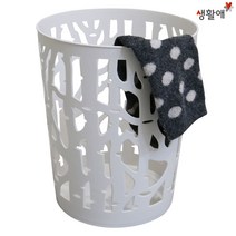 생활애 나무 오픈 휴지통 10L/쓰레기통 빨래바구니, 원형바스켓쇼트란(망/그레이)