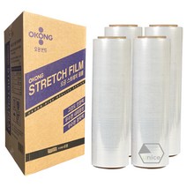 [유니스몰/정품 정규격보장] 오공 스트레치필름 공업용랩 4롤 1박스 (12스마트 15 18 20 25 30MIC), (4롤 1박스), 15mic x 500mm x 350m