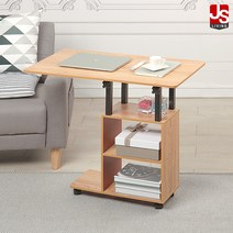 JS리빙 책상 조립식 학생 컴퓨터 테이블 미니 게이밍 스터디 오피스 인테리어 전면 가정용 노트북 선반형 탁자 서재 공부 간이 보조 데스크 사무실 H_8 40*80*71-91, 이동식 침실테이블(하단너비50cm)