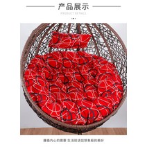 스윙라탄 그네의자 쿠션 원형 패드 탈부착 분리형 사이즈별 총정리 방석, 투명레드라인쿠션+베개 + 120cm두꺼운