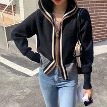 여성 니트자켓 집업 후드 점퍼