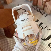 여아용 야외 여행 음주 텀블러 빨대가 달린 귀여운 물병 휴대용 누출 방지 머그잔 대용량 스포츠 컵 1222L, 1.7L Without Sticker+White