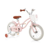 Ola키즈 아동용 자전거 12 14 16인치 유아용 자전거(탈착식 보조 바퀴 및 바구니 안, Pink, 12 Inch