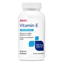 GNC 비타민 E 100% 천연 180캡슐 400 IU Vitamin 180caps, 0.3lb, 1병