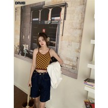 DFMEI 박카라 체크 니트 나시녀
