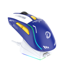 DAREU PC 게임 마우스 3 모드 연결 BT 유선 2.4G 무선 마우스 밴드 충전 베이스 KBS 버튼 마우스 노트북 게임기, Blue