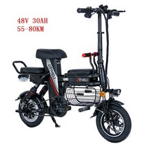 샤오미 배달용 홈쇼핑 전기 자전거 팻바이크 미니벨로 가성비 펫바이크 전동 삼륜 투어링 접이식 여행용 펫전기, 블랙 30AH 55-80KM