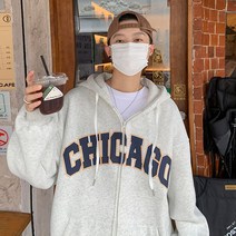 이유까까 남성용 CHICAGO 오버핏 기모 후드집업