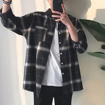 남성 체크무늬 셔츠 남방 캐주얼패션 봄가을 간절기 _ 256589EA