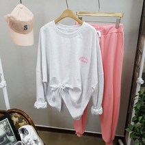상상그이상 여성용 자수 레터링 포인트 조거팬츠 트레이닝 세트 꾸안꾸 빅사이즈 홈웨어룩