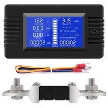 DC 디지털 전압계 전류계 YOJOCK 9 in 1 전기용 모니터 DC 0-200V 300A LCD 표시 디지털 전압 전류 에너지계 전압·전류·저항·전력·전력량·내부 저항·용량 등 전류계 전압계 미터 300A 션트 부착