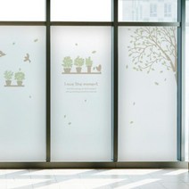 [바보사랑] th034_m-무점착유리시트_화분이있는자작나무숲2_유리문시트지, 타입선택:A타입-좌측나무