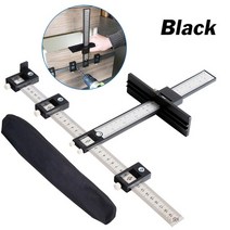 눈금자 목공 드릴 펀치 로케이터 지그 가이드 캐비닛 핸들 손잡이 템플릿 구멍 도구 목공용, [02] Black, 02 Black