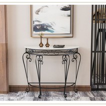 천연 콘솔 장식장 장식 테이블 엔틱 골드 현관 반원 화장대 코너 침대 우드, 조립하다., 70X35X80클래식블랙(전체길이78) 우드상판