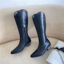 승마 여성 웨스턴 카우보이 부츠 레트로 미국2022 새로운 pu 가죽 무릎 높은 낮은