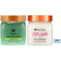 Tree Hut Shea Sugar Body Scrub Coconut Lime18oz And Coco Colada18oz With Single Makeup Remover Wipe