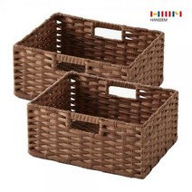 한샘 2개 볼드 라탄 패턴 바스켓 (중/대) 3종 택1, 1.볼드 라탄 바스켓_브라운(중) 2개