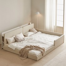 도담 마루 LED 밸런스형 패밀리침대 SS+Q_유로탑+Q풋보드, 화이트