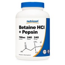 뉴트리코스트 베타인 HCI + 펩신 790mg 캡슐 글루텐 프리, 240개입, 3개