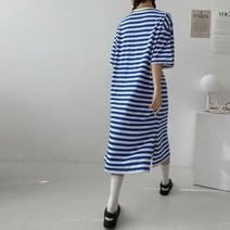 멋쭈 포인트 배색 트임 단가라 롱원피스 (4color)