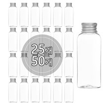 [50개묶음판매] 알루미늄캡 50ml 60ml 75ml 80ml 100ml 어메니티 공병, 50ml(원형) 투명용기, 실버캡, 50개